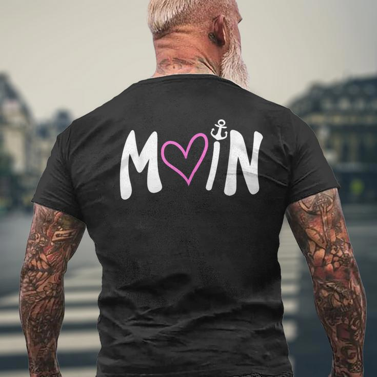 Moin Mit Anker Herz German Language T-Shirt mit Rückendruck Geschenke für alte Männer