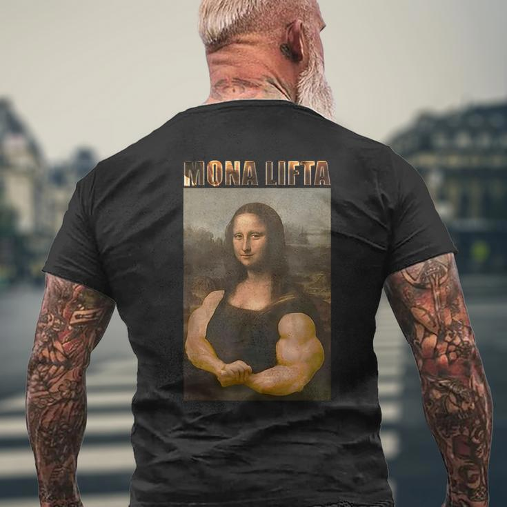 Mona Lifta Parodie Kurzärmliges Herren-T-Kurzärmliges Herren-T-Shirt, Muskulöse Mona Lisa Fitness Humor Geschenke für alte Männer