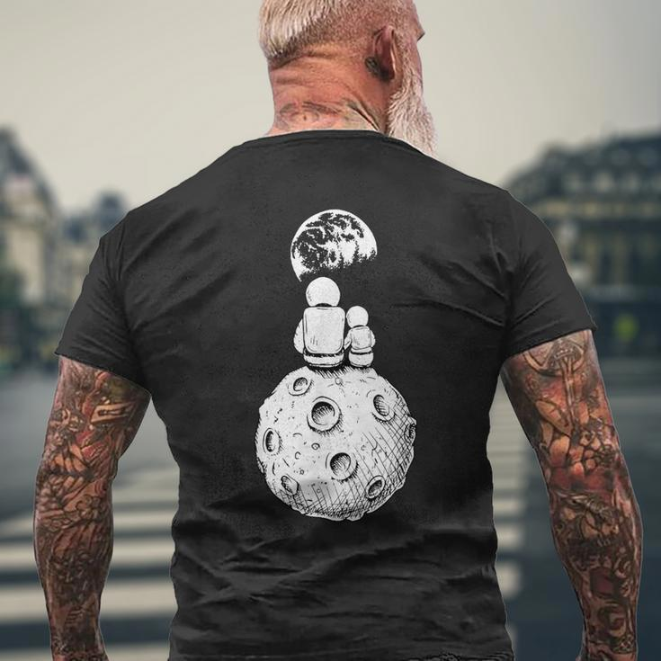 Moon And Astronaut Dad And Baby Space Matching Dad And Baby Men's T-shirt Back Print Gifts for Old Men