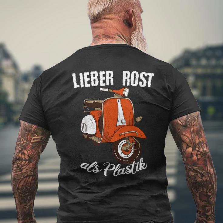 Moped Roller Lieber Rost Als Plastik T-Shirt mit Rückendruck Geschenke für alte Männer