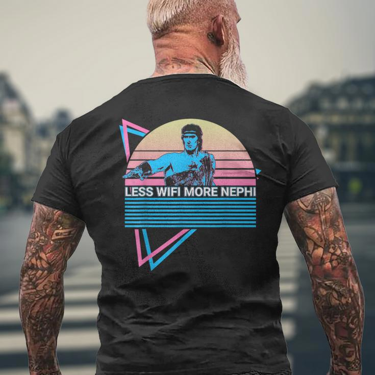 Mormon Lds Missionary Less Wifi More Nephi Men's T-shirt Back Print Gifts for Old Men