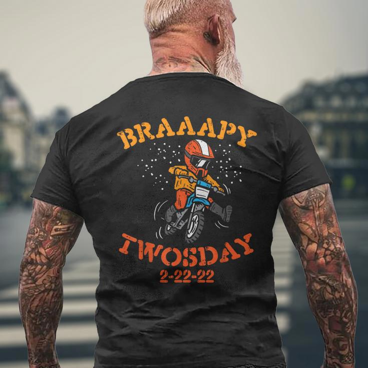 Motocross Braaapy Twosday 2-22-22 2Sday 2S Day Dirt Bike Men's T-shirt Back Print Gifts for Old Men
