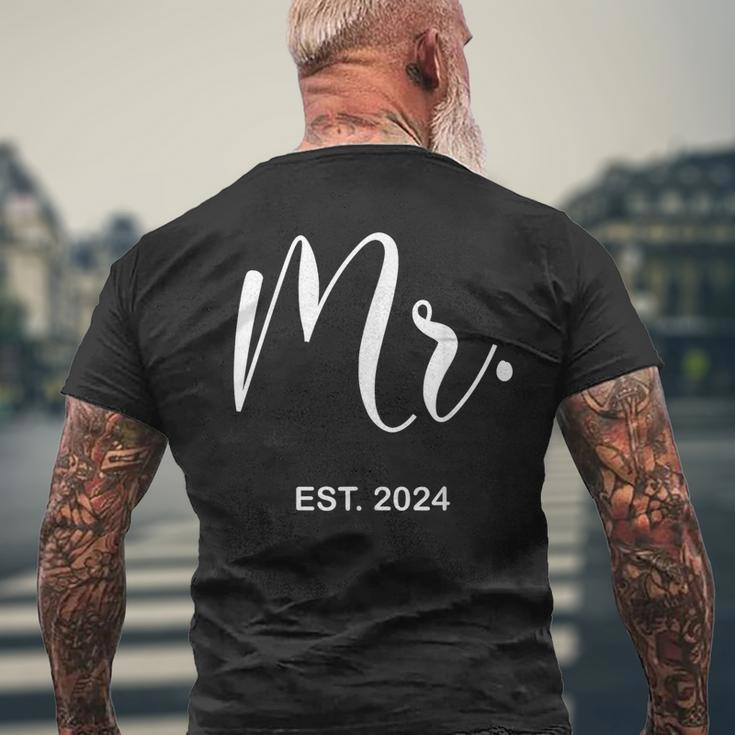 Mr Est 2024 Just Married Wedding Hubby Mr & Mrs Men Men's T-shirt Back Print Gifts for Old Men