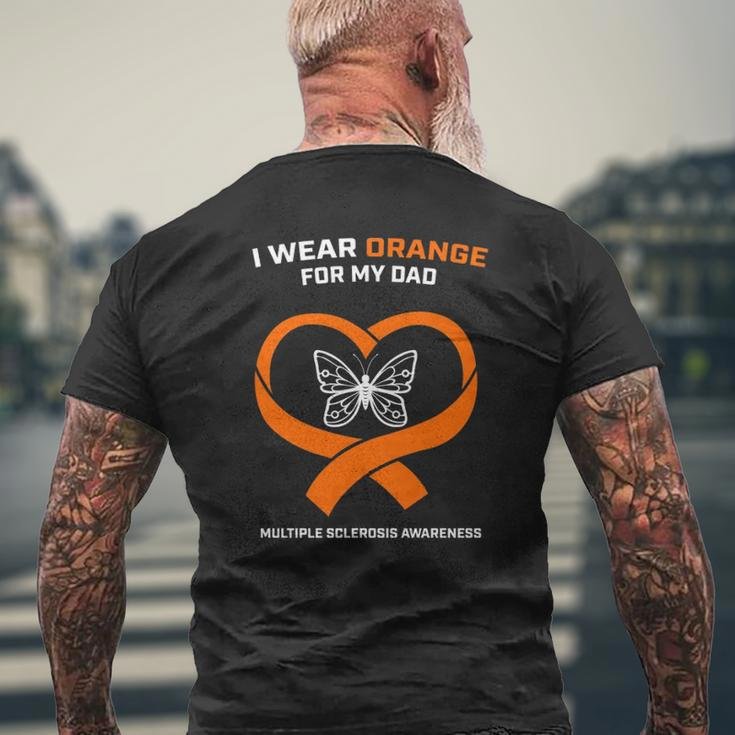 Ms Butterfly Father Dad Multiple Sclerosis Awareness Mens Back Print T-shirt Gifts for Old Men