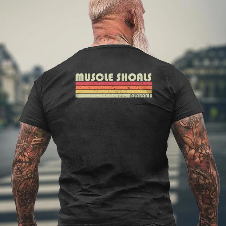 Muscle Shoals Al Alabama City Home Roots Retro Mens Back Print T-shirt Gifts for Old Men