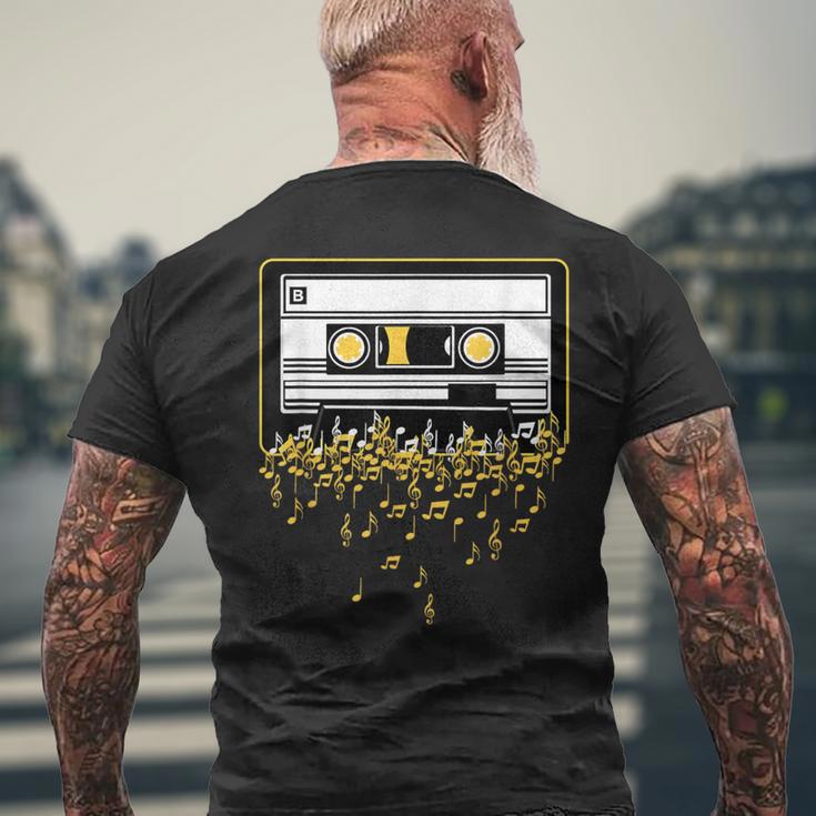 Music Notes Vintage Cassette Tape Classic 80S 90S Men's T-shirt Back Print Gifts for Old Men