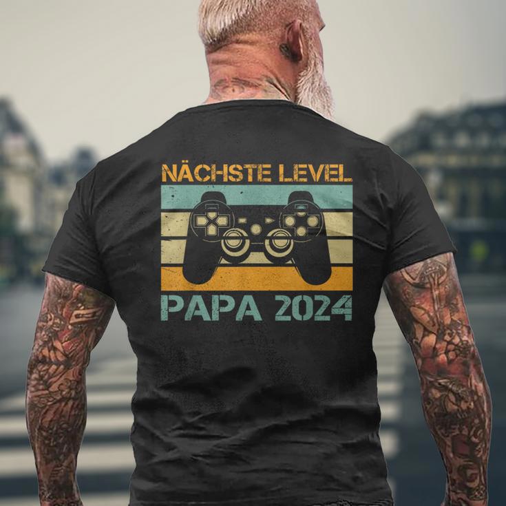 Nächstes Level Ich Werde Papa 2024 Ankündigung Gamer T-Shirt mit Rückendruck Geschenke für alte Männer