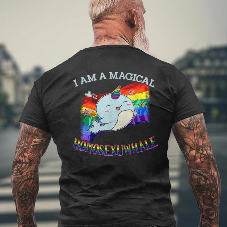 Narwhal Magical Homosexuwhale Ally Gay Pride Month Lgbt Men's T-shirt Back Print Gifts for Old Men