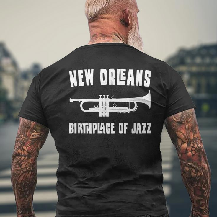 New Orleans Birthplace Of Jazz Trumpet Nola Men's T-shirt Back Print Gifts for Old Men