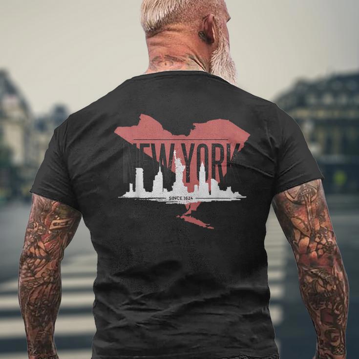 New York City Since 1624 Skyline State Map Ny Nyc Men's T-shirt Back Print Gifts for Old Men