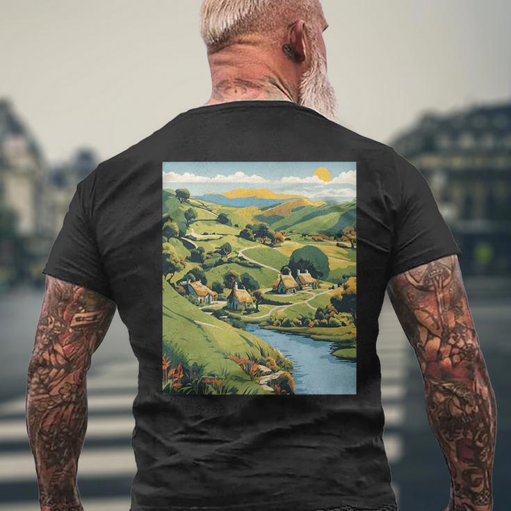 New Zealand Hobbiton Tranquility Graphic Men's T-shirt Back Print Gifts for Old Men