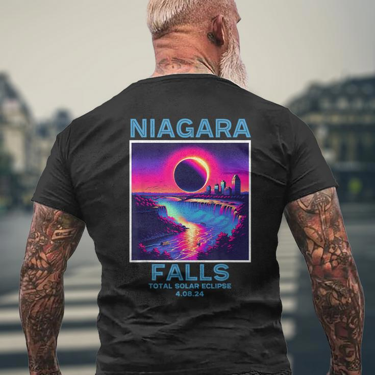 Niagara Falls Total Solar Eclipse 2024 80S New York Canada Men's T-shirt Back Print Gifts for Old Men