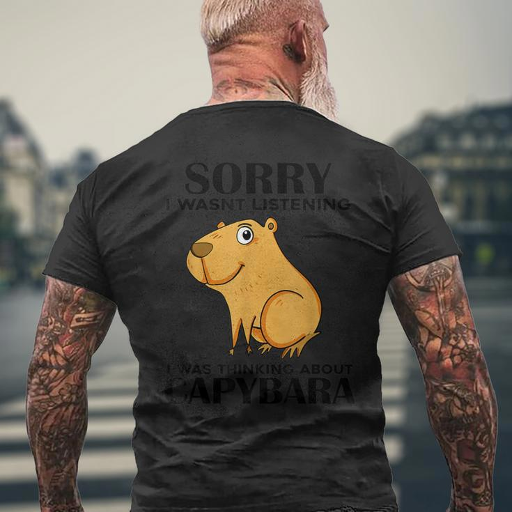 Niedliche Capibara Sprüche Capybara With Water Pig Blue T-Shirt mit Rückendruck Geschenke für alte Männer