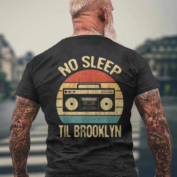 No Sleep Til Brooklyn Retro Old School Stereo Ghetto Blaster Men's T-shirt Back Print Gifts for Old Men