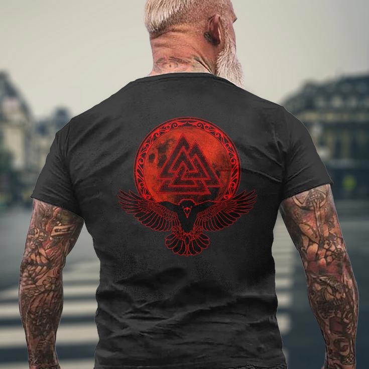 Nordic Ravenalknut Symbol And Full Moon S T-Shirt mit Rückendruck Geschenke für alte Männer