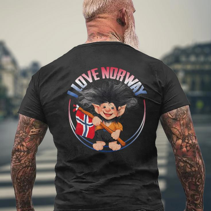 Norway Happy Troll Souvenir Travel T-Shirt mit Rückendruck Geschenke für alte Männer