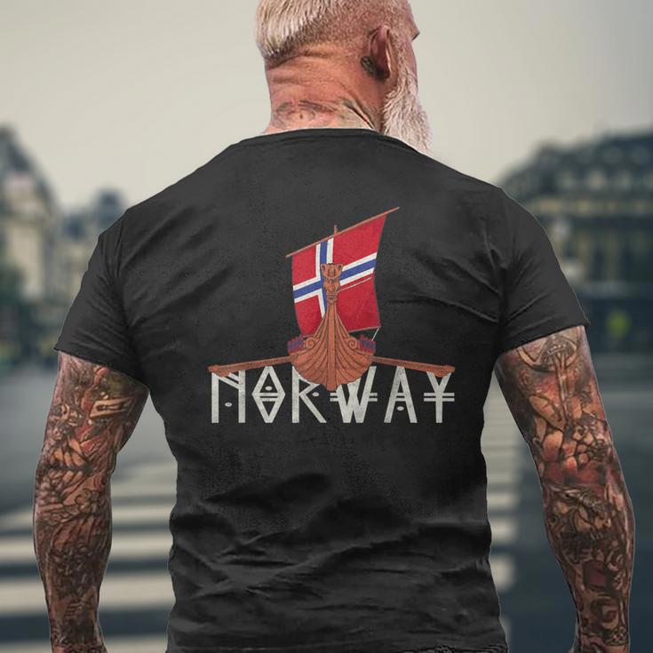 Norwayiking Ship Norge Flag T-Shirt mit Rückendruck Geschenke für alte Männer