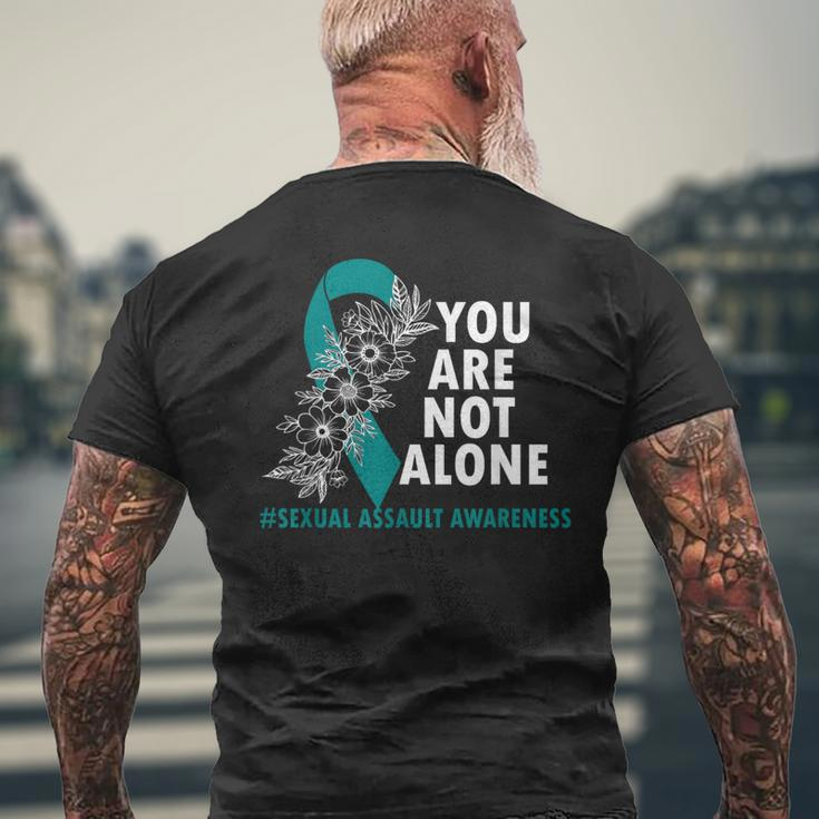 You Are Not Alone Sexual Assault Awareness Month Teal Ribbon Men's T-shirt Back Print Gifts for Old Men