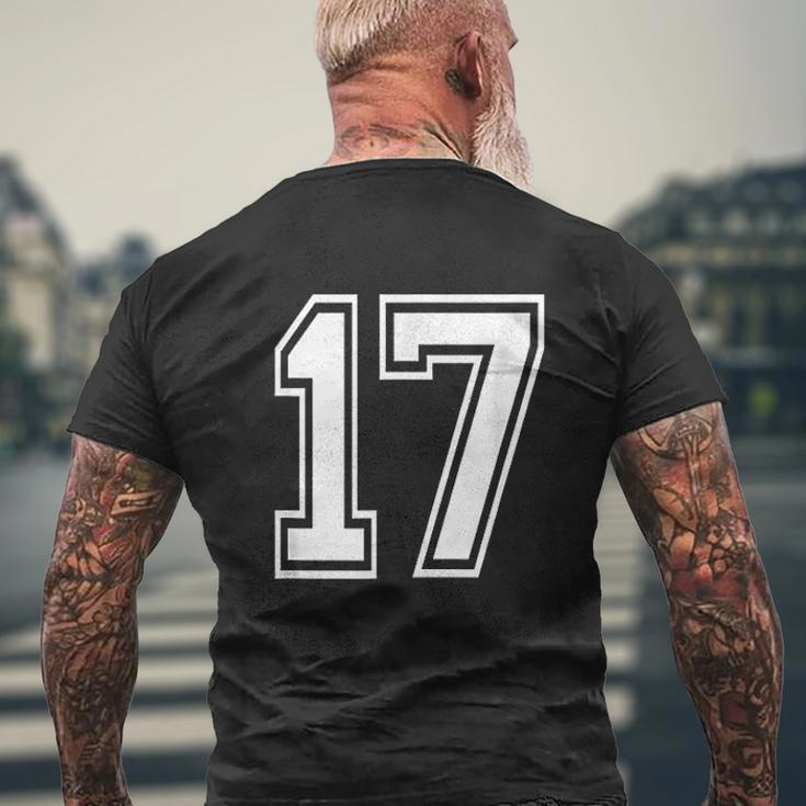 Number 17 Mens Back Print T-shirt Gifts for Old Men