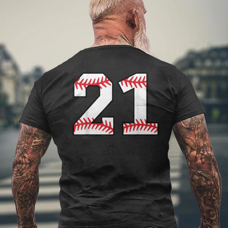 Number 21 Baseball Favorite Number Men's T-shirt Back Print Gifts for Old Men