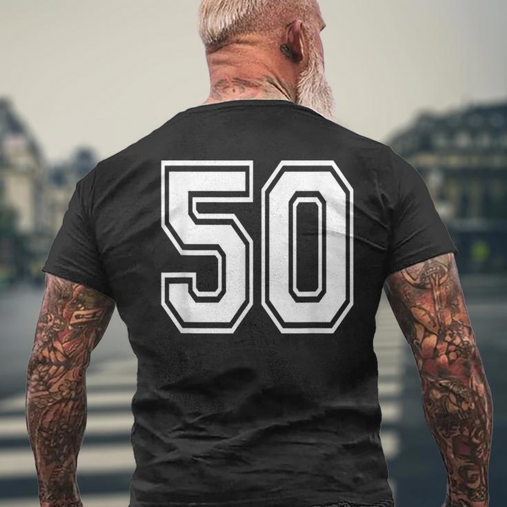 Number 50 Birthday Varsity Sports Team Jersey Men's T-shirt Back Print Gifts for Old Men