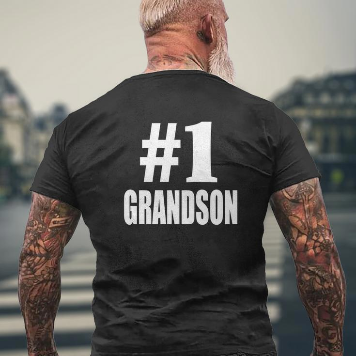 Number One 1 Grandson Mens Back Print T-shirt Gifts for Old Men