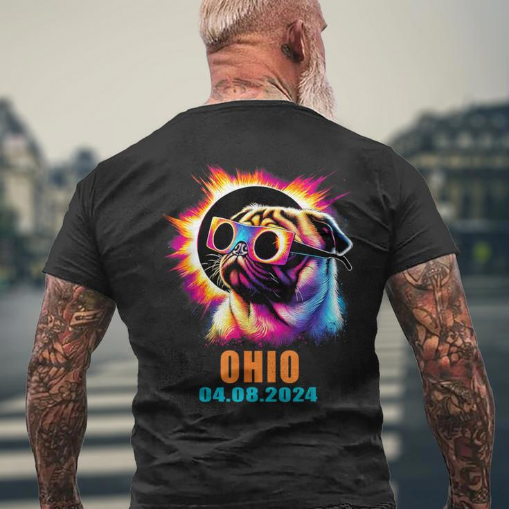 Ohio Total Solar Eclipse 2024 Pug Dog With Glasses Men's T-shirt Back Print Gifts for Old Men