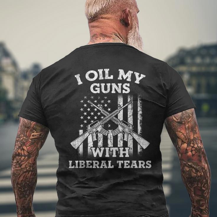 I Oil My Guns With Liberal Tears Vintage Gun Lover Men's T-shirt Back Print Gifts for Old Men