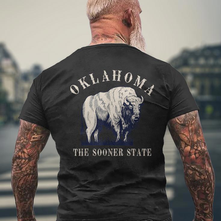 Oklahoma The Sooner State American Bison Buffalo Vintage Men's T-shirt Back Print Gifts for Old Men