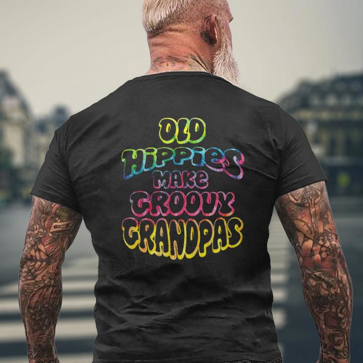 Old Hippies Make Groovy Grandpas Grandparents Day Mens Back Print T-shirt Gifts for Old Men