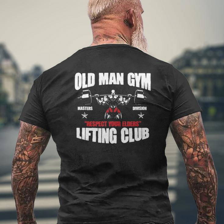 Old Man Gym Respect Your Elders Lifting Clubs Weightlifting Mens Back Print T-shirt Gifts for Old Men