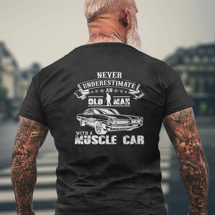 Old Man With A Muscle Car Mens Back Print T-shirt Gifts for Old Men