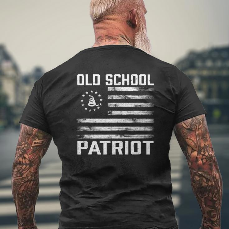 Old School Patriot Patriotic Gadsden And Betsy Ross Flag Mens Back Print T-shirt Gifts for Old Men