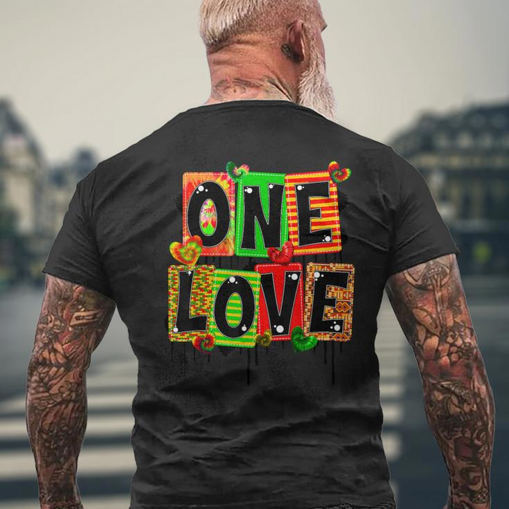 One Love Black History Month Pride African American Kente Men's T-shirt Back Print Gifts for Old Men