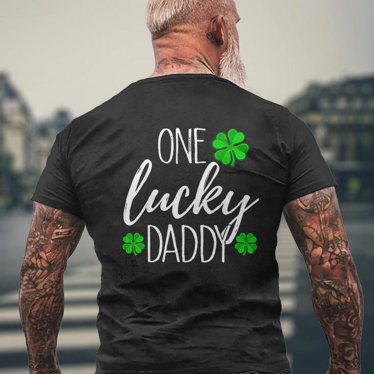 One Lucky Dad Matching St Patricks Day Mens Back Print T-shirt Gifts for Old Men