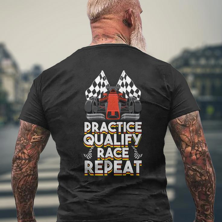 Open Wheel Formula Racing Car Practice Qualify Race Repeat Men's T-shirt Back Print Gifts for Old Men