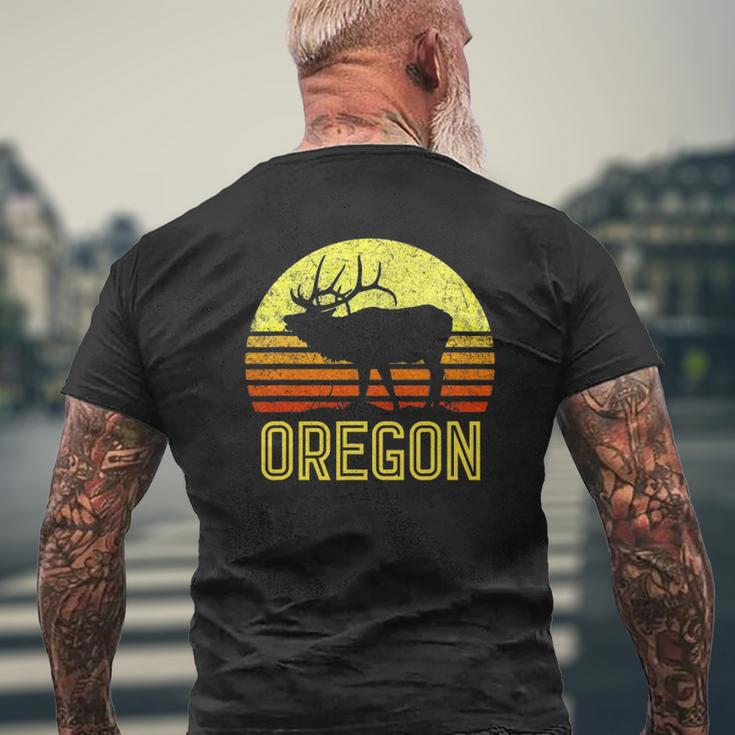 Oregon Elk Hunter Dad Vintage Retro Sun Bow Hunting Mens Back Print T-shirt Gifts for Old Men