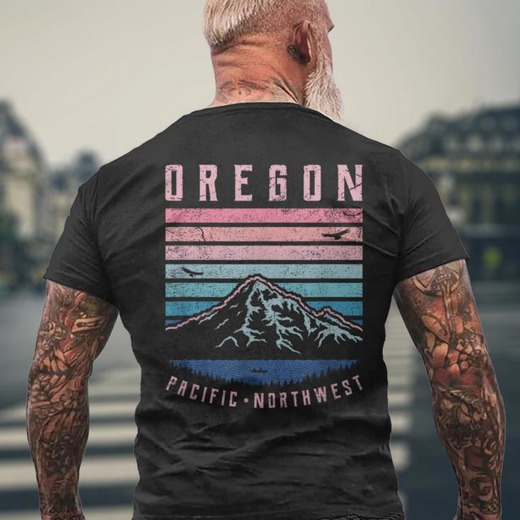 Oregon Retro Mountains Vintage Portland Home State Mountain Men's T-shirt Back Print Gifts for Old Men