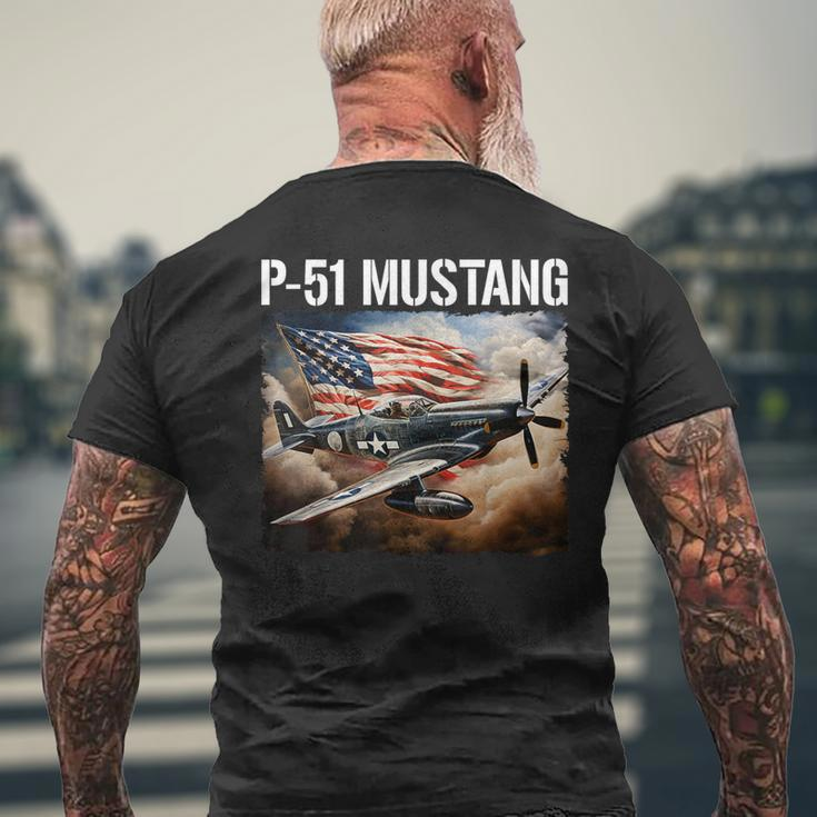 P-51 Mustang American Ww2 Fighter Airplane P-51 Mustang Men's T-shirt Back Print Gifts for Old Men