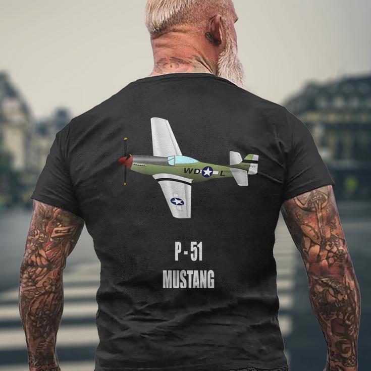 P-51 Mustang World War Ii Military Airplane Men's T-shirt Back Print Gifts for Old Men