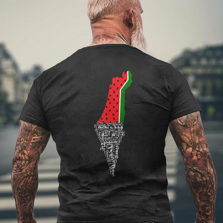 Palestine Map Watermelon T-Shirt mit Rückendruck Geschenke für alte Männer