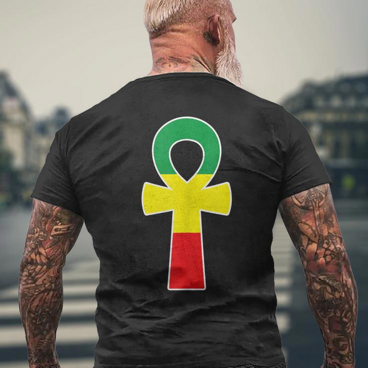 Pan African Flag Ankh Cross Black King Black Egyptian Nubian Men's T-shirt Back Print Gifts for Old Men