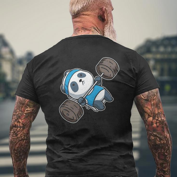 Panda Bear Gym Workout Training Bench Press Weightlifting Pullover Mens Back Print T-shirt Gifts for Old Men