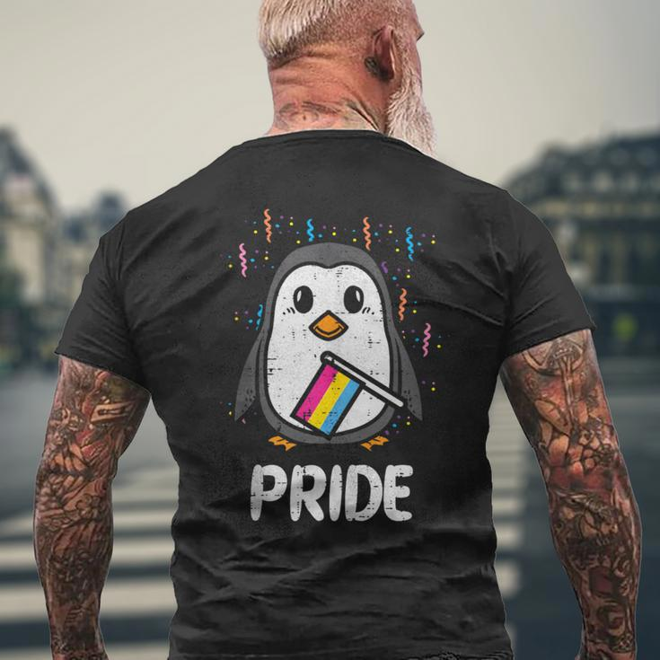 Pansexual Flag Penguin Lgbt Pan Pride Stuff Animal Men's T-shirt Back Print Gifts for Old Men