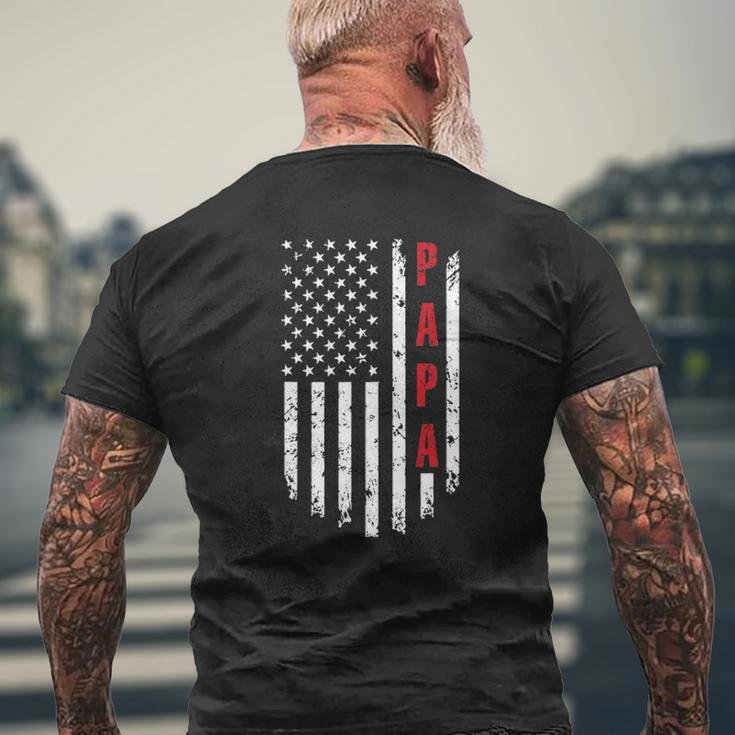 Papa American Flag Tee For Fathers Day Mens Back Print T-shirt Gifts for Old Men