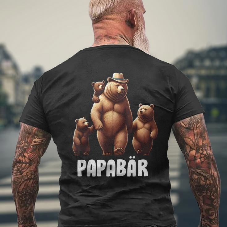 Papa Bärater 3 Kinder Familien Papaatertag T-Shirt mit Rückendruck Geschenke für alte Männer