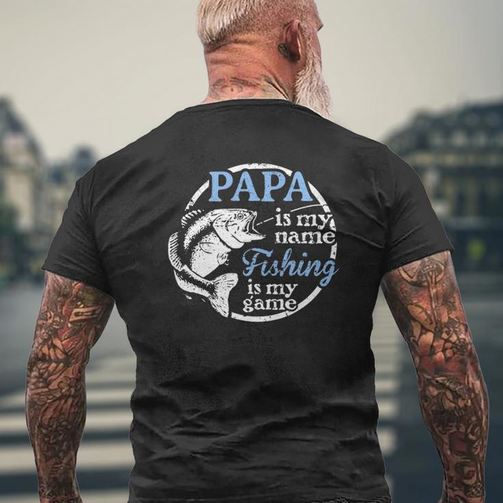 Papa Fishing Is My Game Grandfather Father Mens Back Print T-shirt Gifts for Old Men