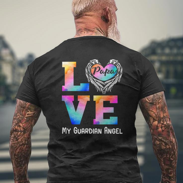 Papa Is My Guardian Angel Love Peace Forever Dad In Heaven Mens Back Print T-shirt Gifts for Old Men