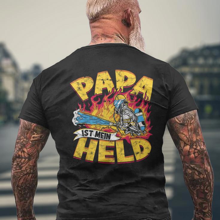 Papa Ist Mein Held Firemanoluntige Fire Brigade T-Shirt mit Rückendruck Geschenke für alte Männer