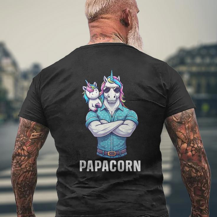 Papacorn Papa Tochter Einhörner Bodybuilding Vater Vatertag T-Shirt mit Rückendruck Geschenke für alte Männer
